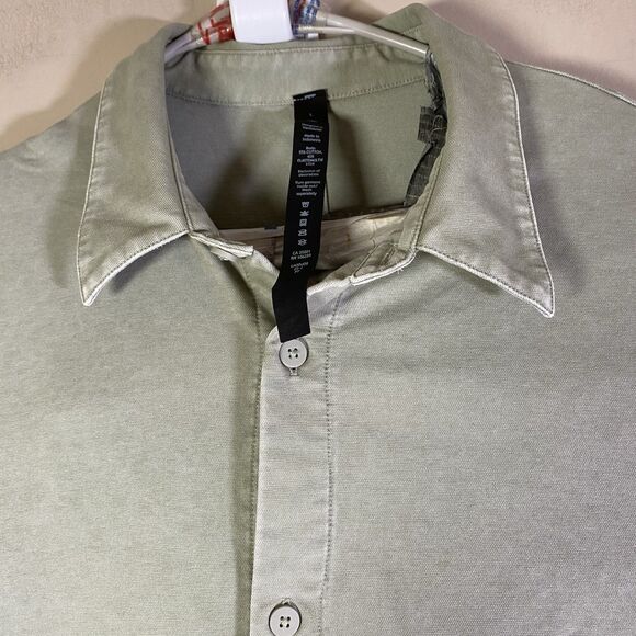 Lululemon Men's Large Commission Long-Sleeve Shirt Enzyme Dye Green  LM3DJOS - Picture 2 of 14